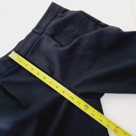 Banana Republic Pants Straight Drape High Rise Tapered Dotted Black Navy 8 - Picture 13 of 14